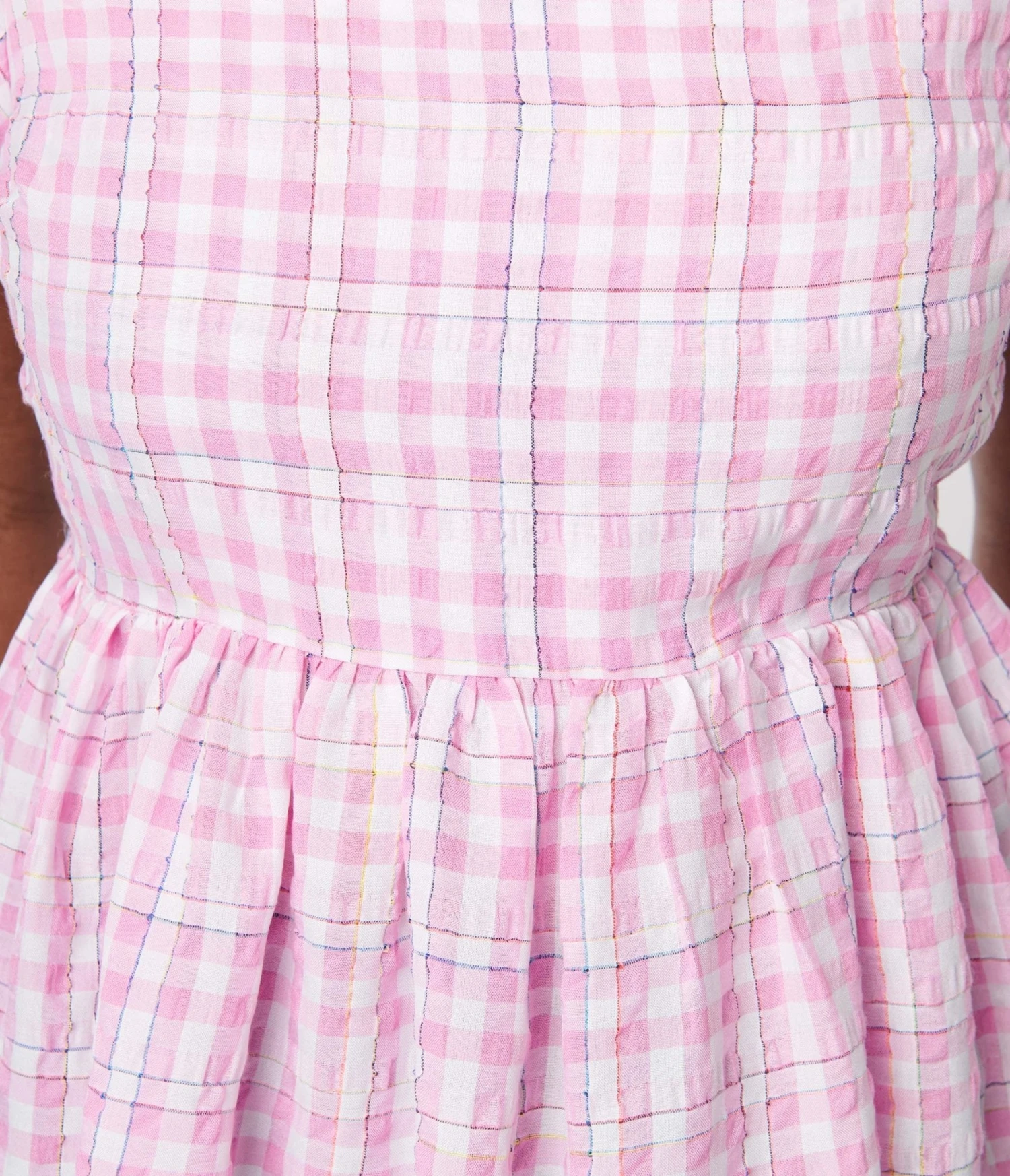 Pink Gingham Puff Sleeve Top - Image 2
