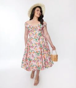 Pink Lemon & Orange Blossom Swing Dress
