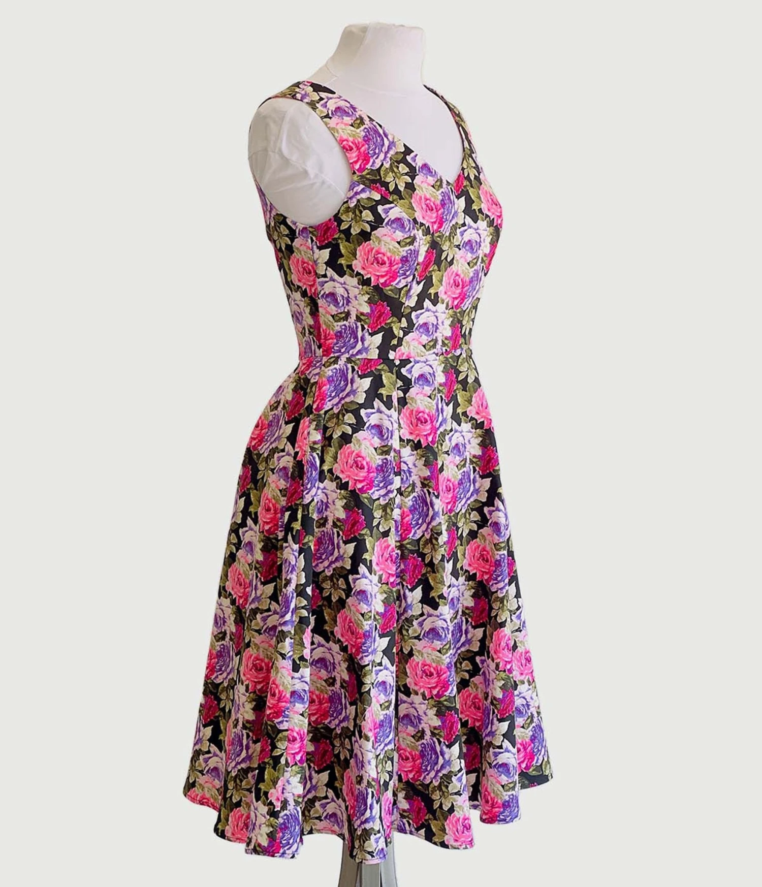 Pink & Purple Roses Swing Dress - Image 2