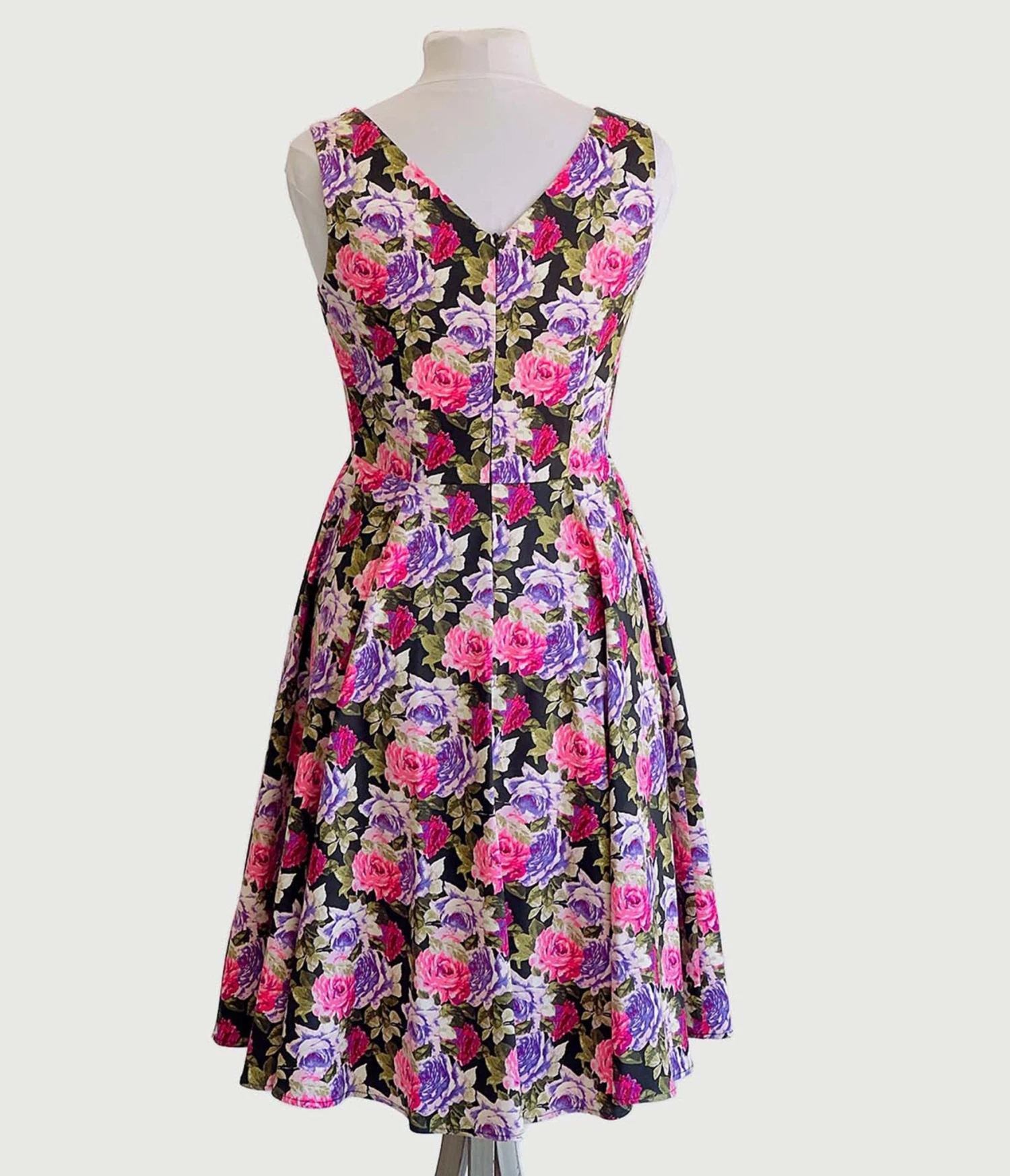 Pink & Purple Roses Swing Dress - Image 3