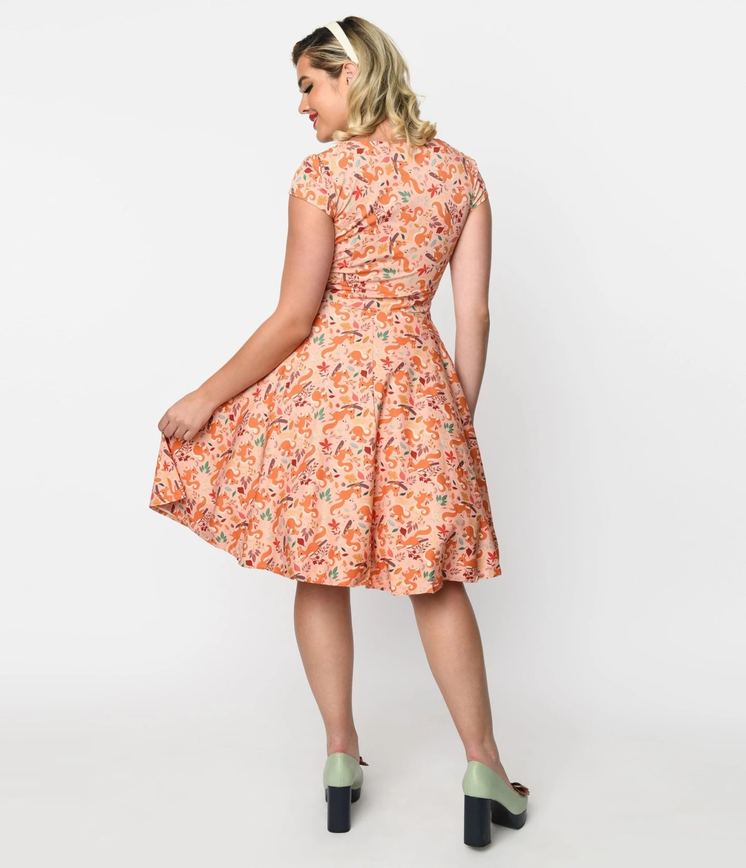 Pink Woodland Squirrel Laura Fit & Flare Dress - Image 2