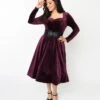Plum Wine Velvet Swing Dress