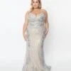 Plus Size 1930s Style Nude & Silver Deco Bridal Gown