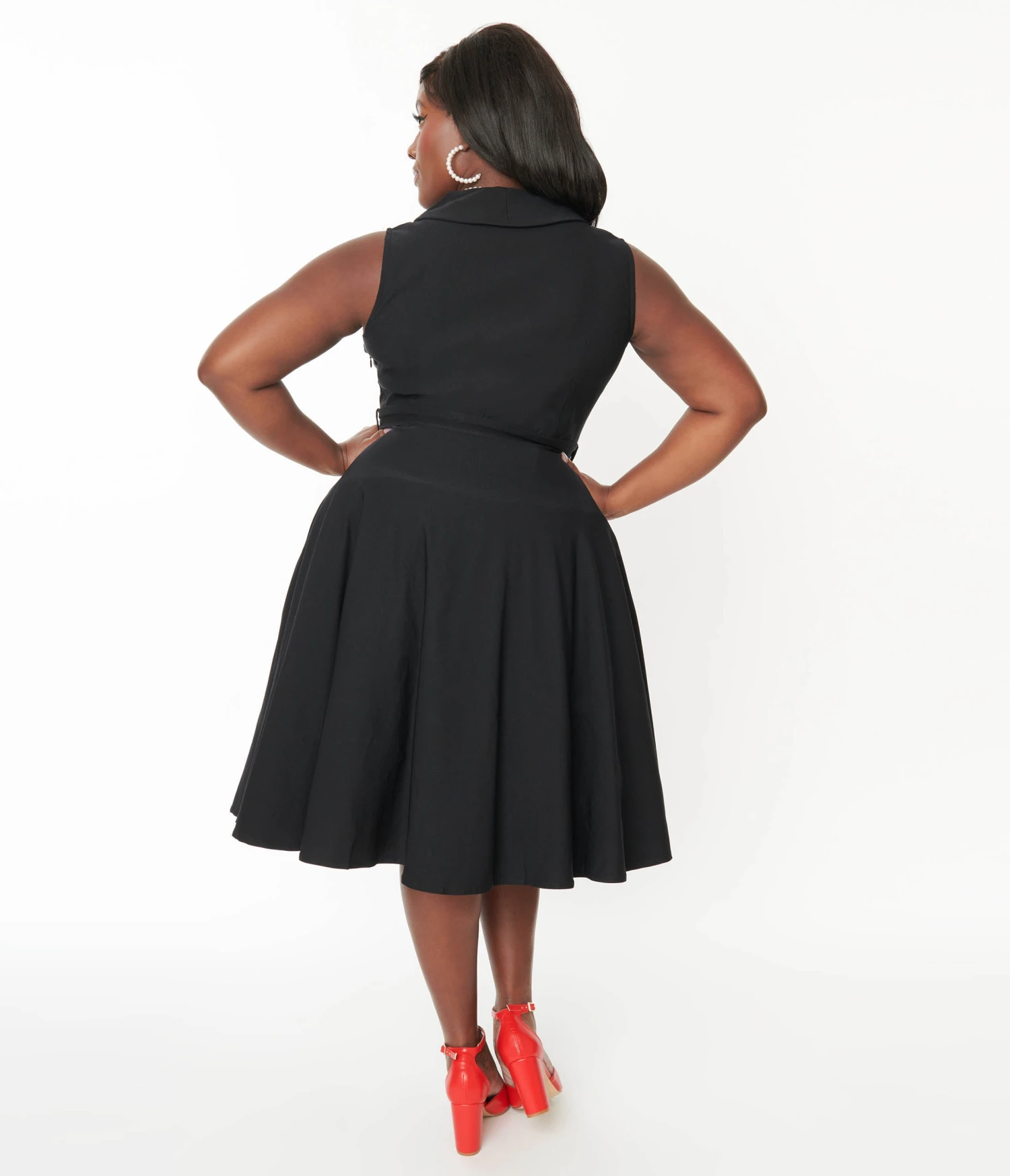 Plus Size Black Collared Jani Swing Dress - Image 3