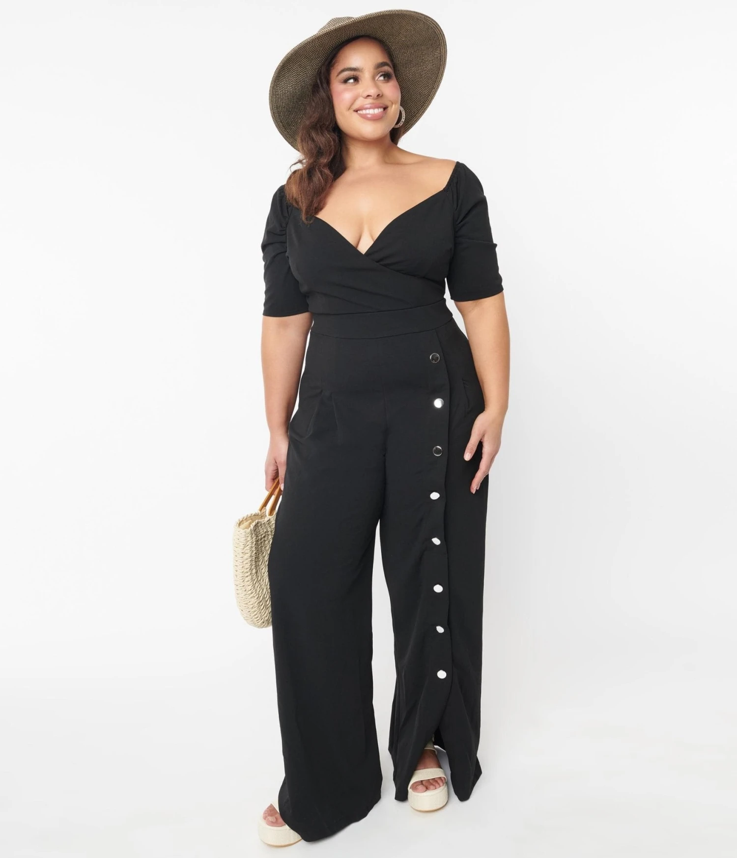 Plus Size Black Off The Shoulder Jumpsuit - Image 4