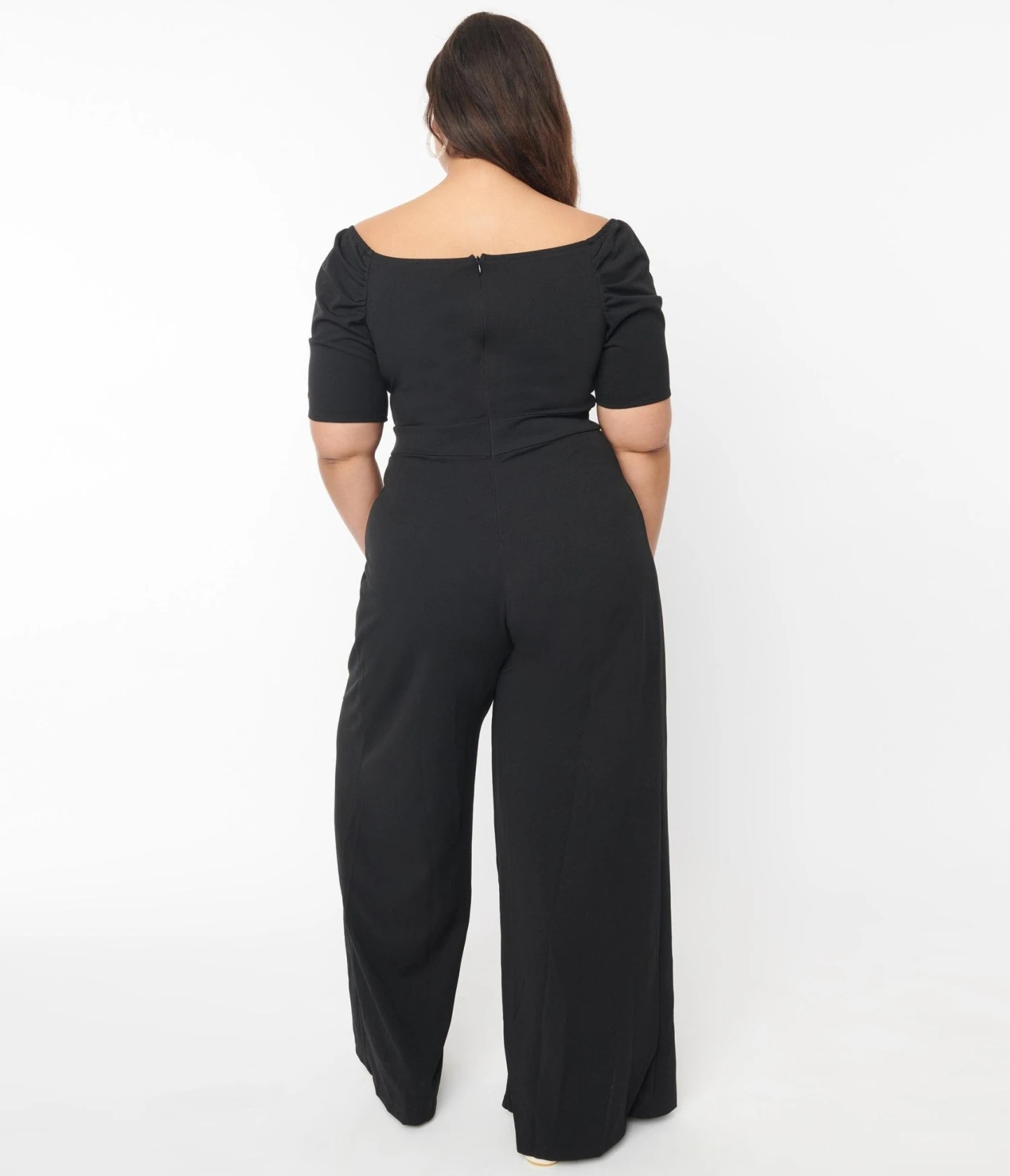 Plus Size Black Off The Shoulder Jumpsuit - Image 2