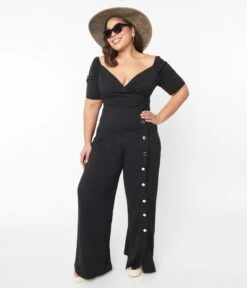 Plus Size Black Off The Shoulder Jumpsuit