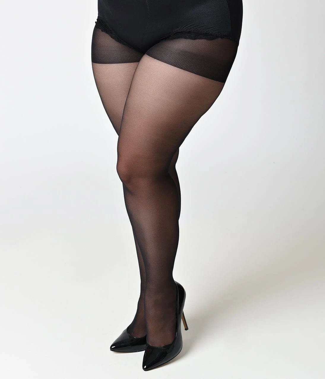 Plus Size Black Sheer Backseam Pantyhose - Image 3