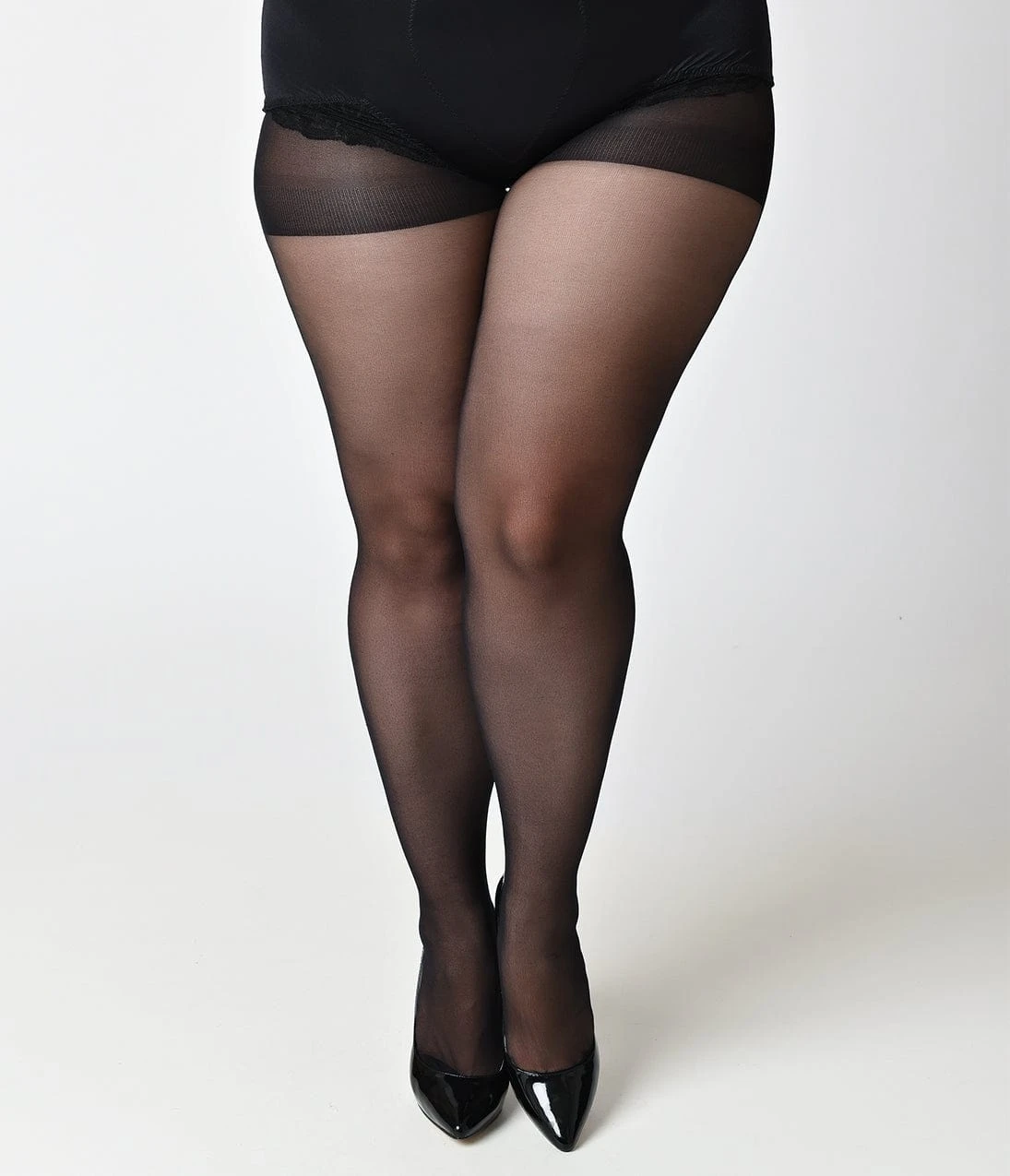 Plus Size Black Sheer Backseam Pantyhose - Image 4