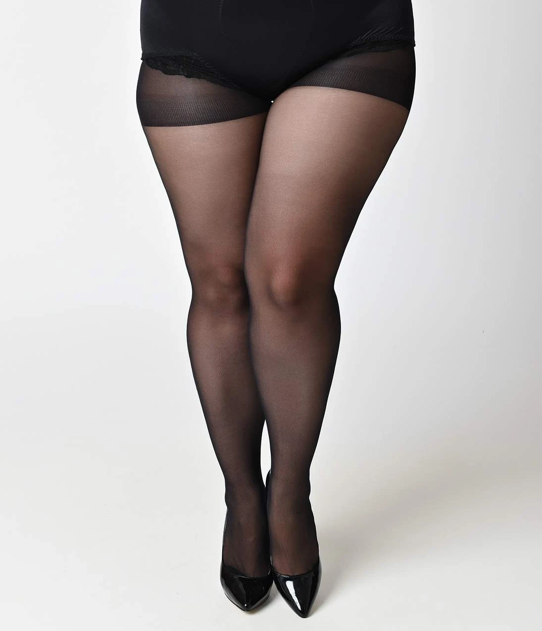 Plus Size Black Sheer Backseam Pantyhose - Image 5