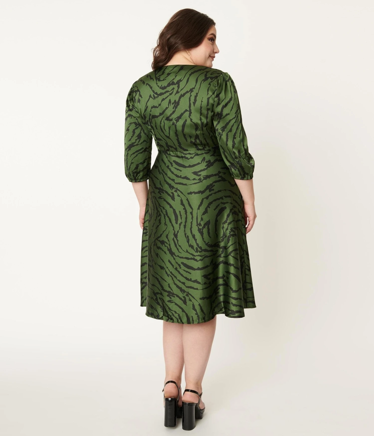Plus Size Green Zebra Print Kira Swing Dress - Image 2