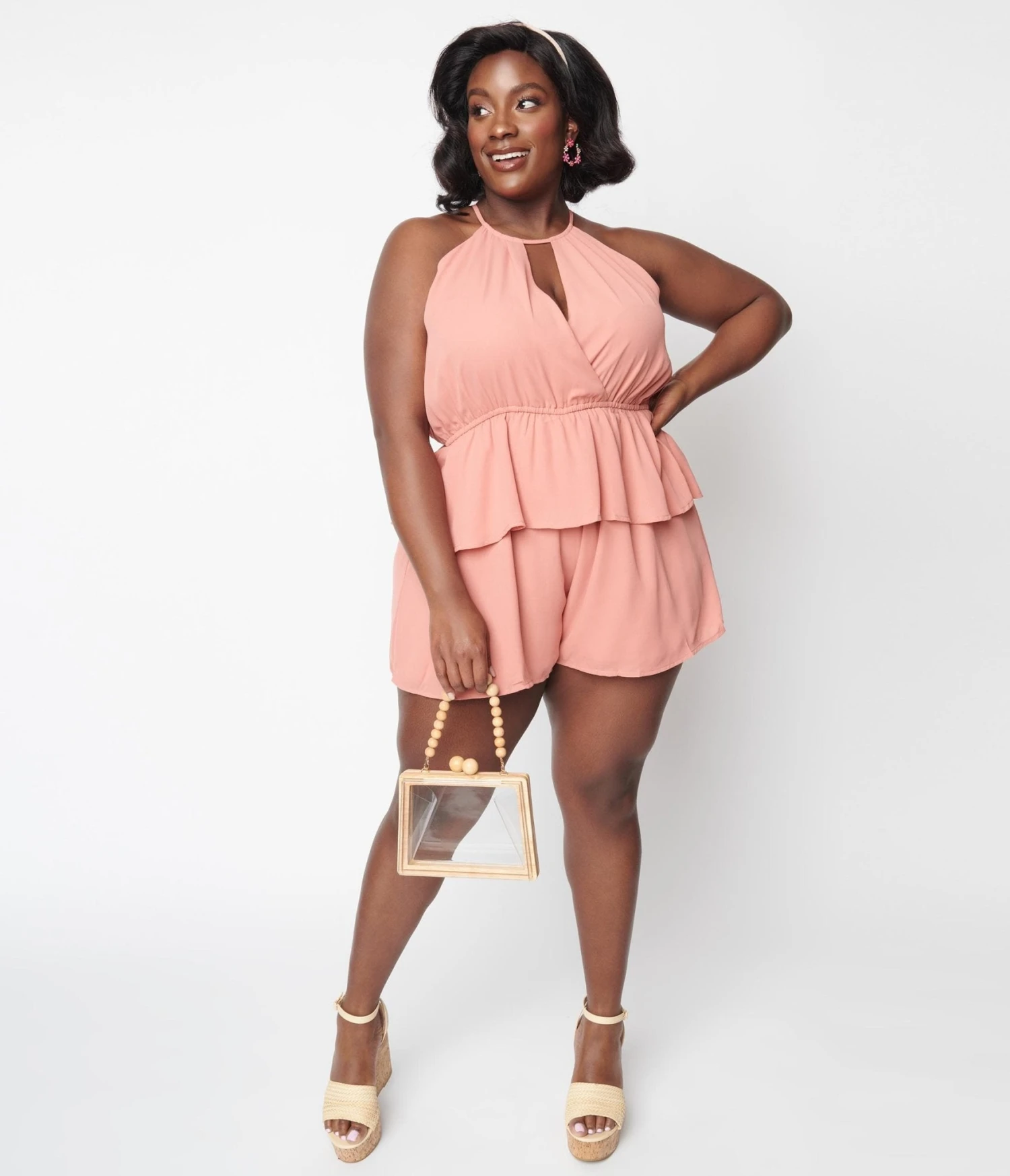 Plus Size Pink Ruffle Romper - Image 3