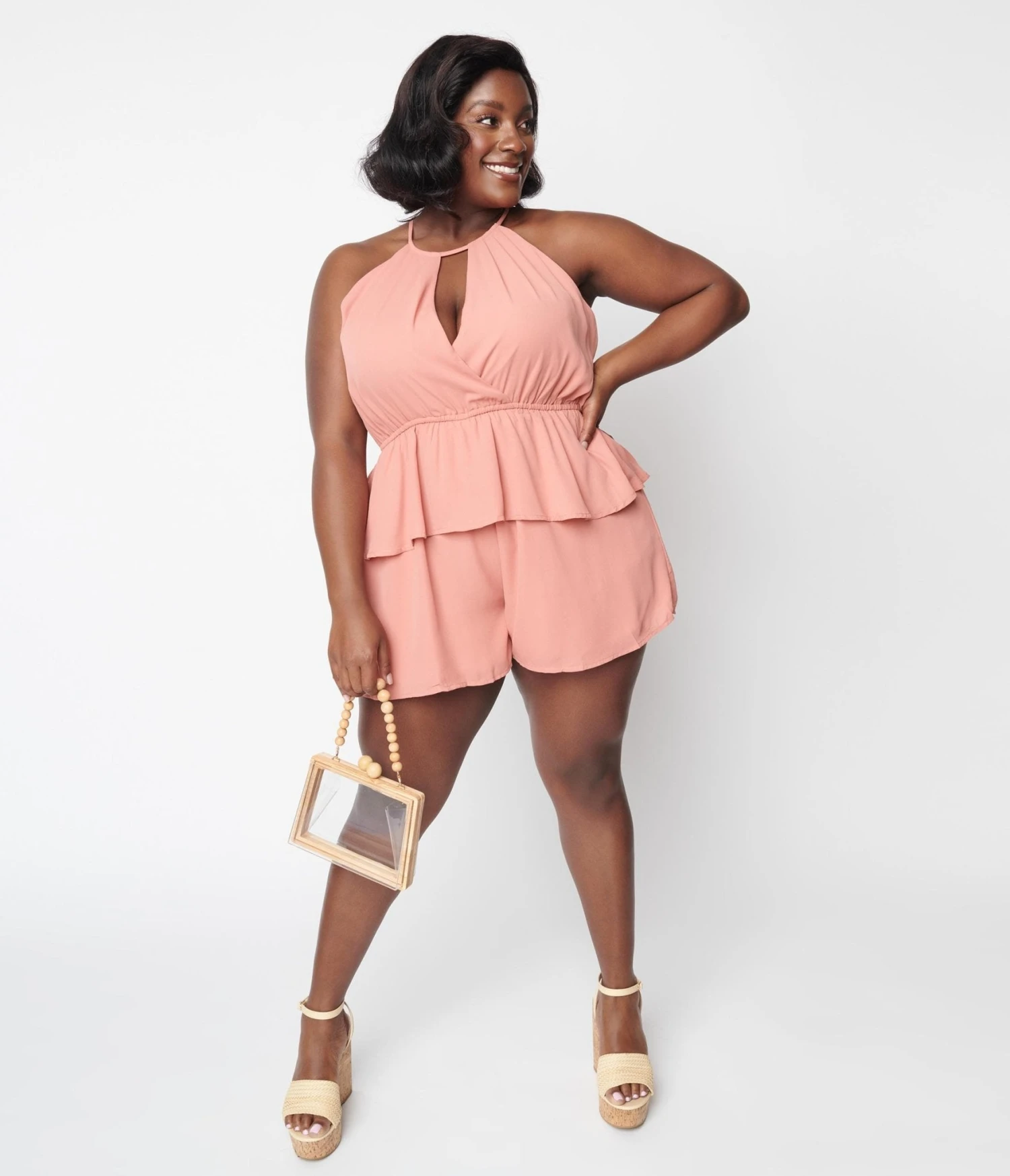 Plus Size Pink Ruffle Romper - Image 5