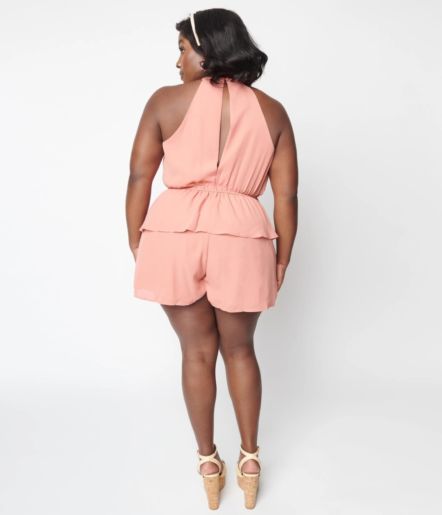 Plus Size Pink Ruffle Romper - Image 2