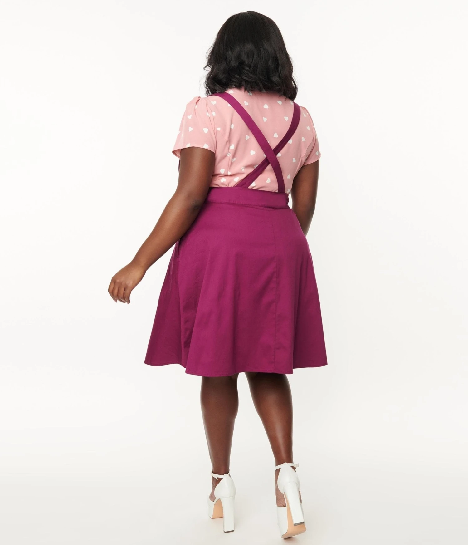 Plus Size Purple Pinafore Flare Skirt - Image 2