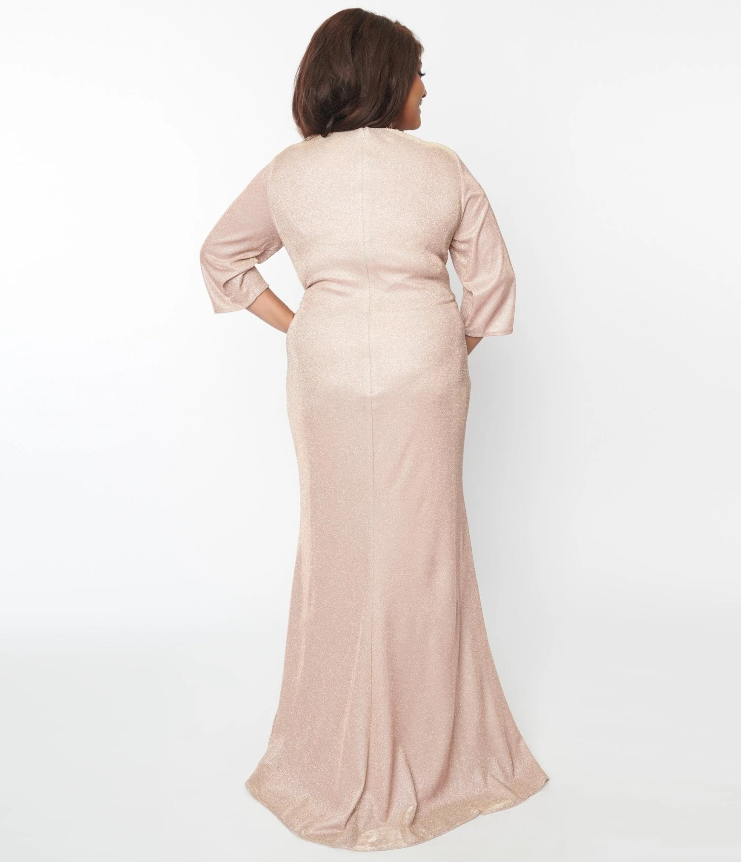 Plus Size Rose Gold Glitter Mother Of The Bride Dress - Image 2