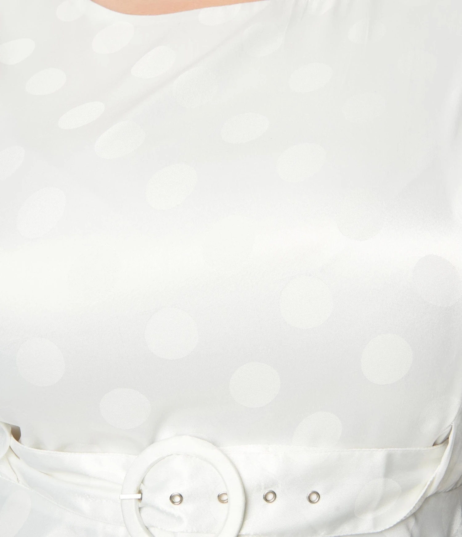 Plus Size Vintage Ivory Polka Dot Bridal Swing Dress - Image 4