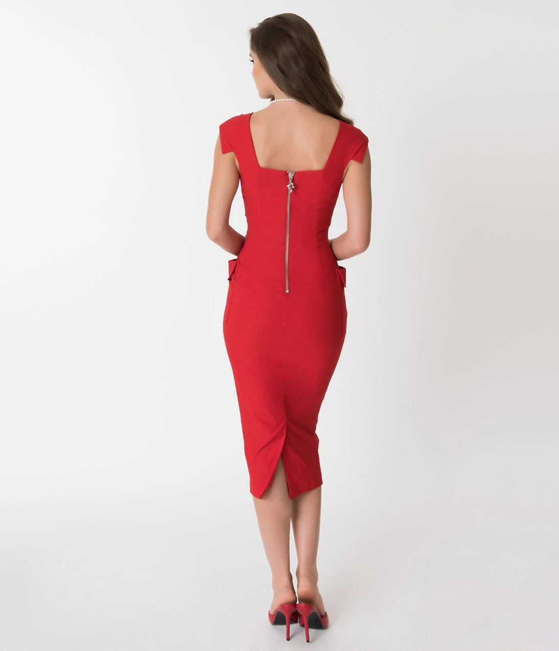 Preorder - Barbie X Unique Vintage Red Sheath Sensation Wiggle Dress - Image 3