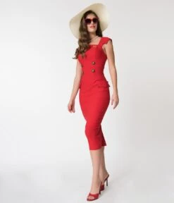Preorder - Barbie X Unique Vintage Red Sheath Sensation Wiggle Dress