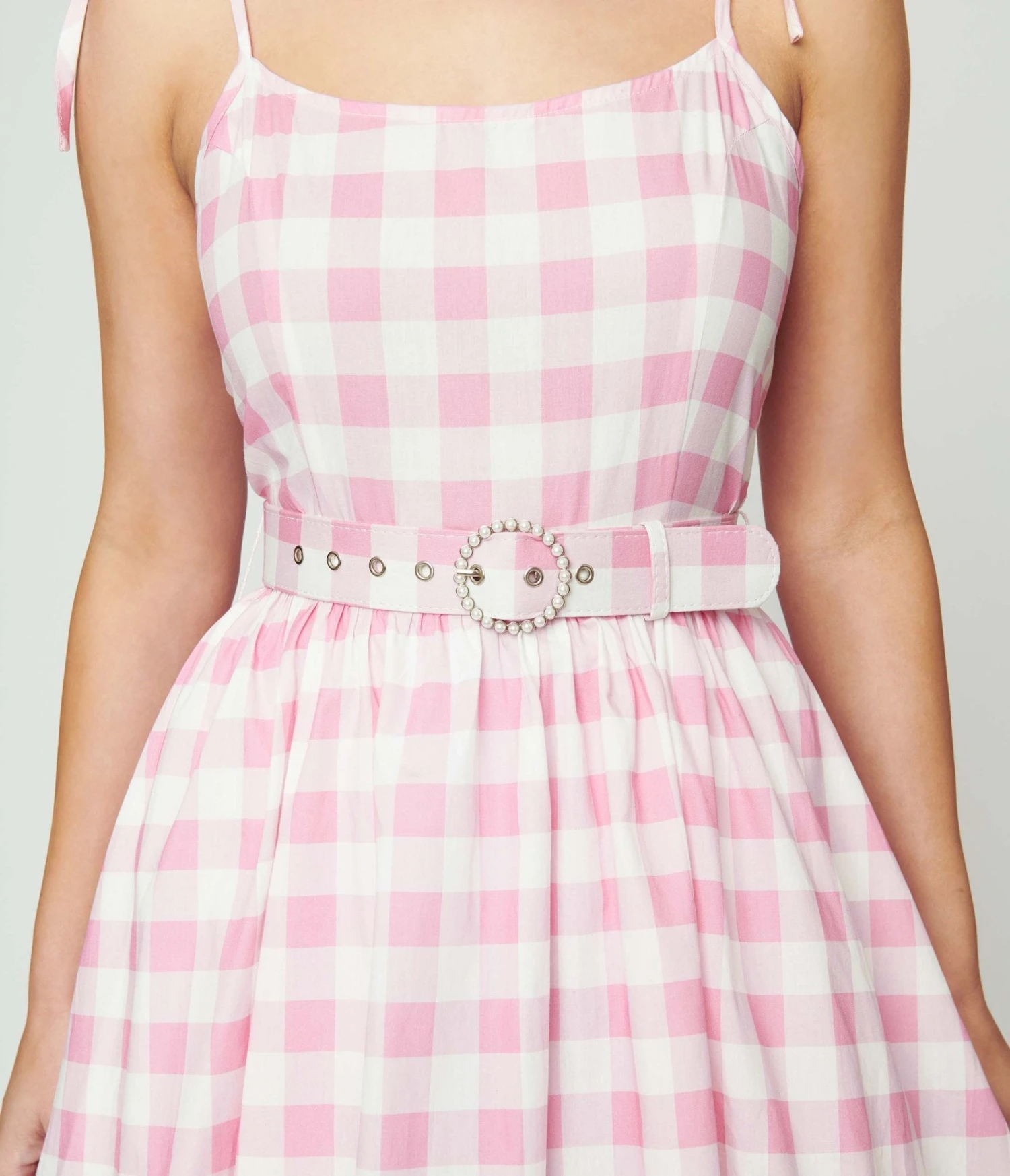 Preorder- Unique Vintage Pink & White Gingham Bobbie Swing Dress - Image 2