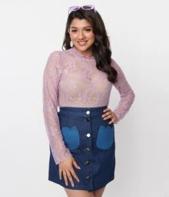 Purple Floral Lace Top