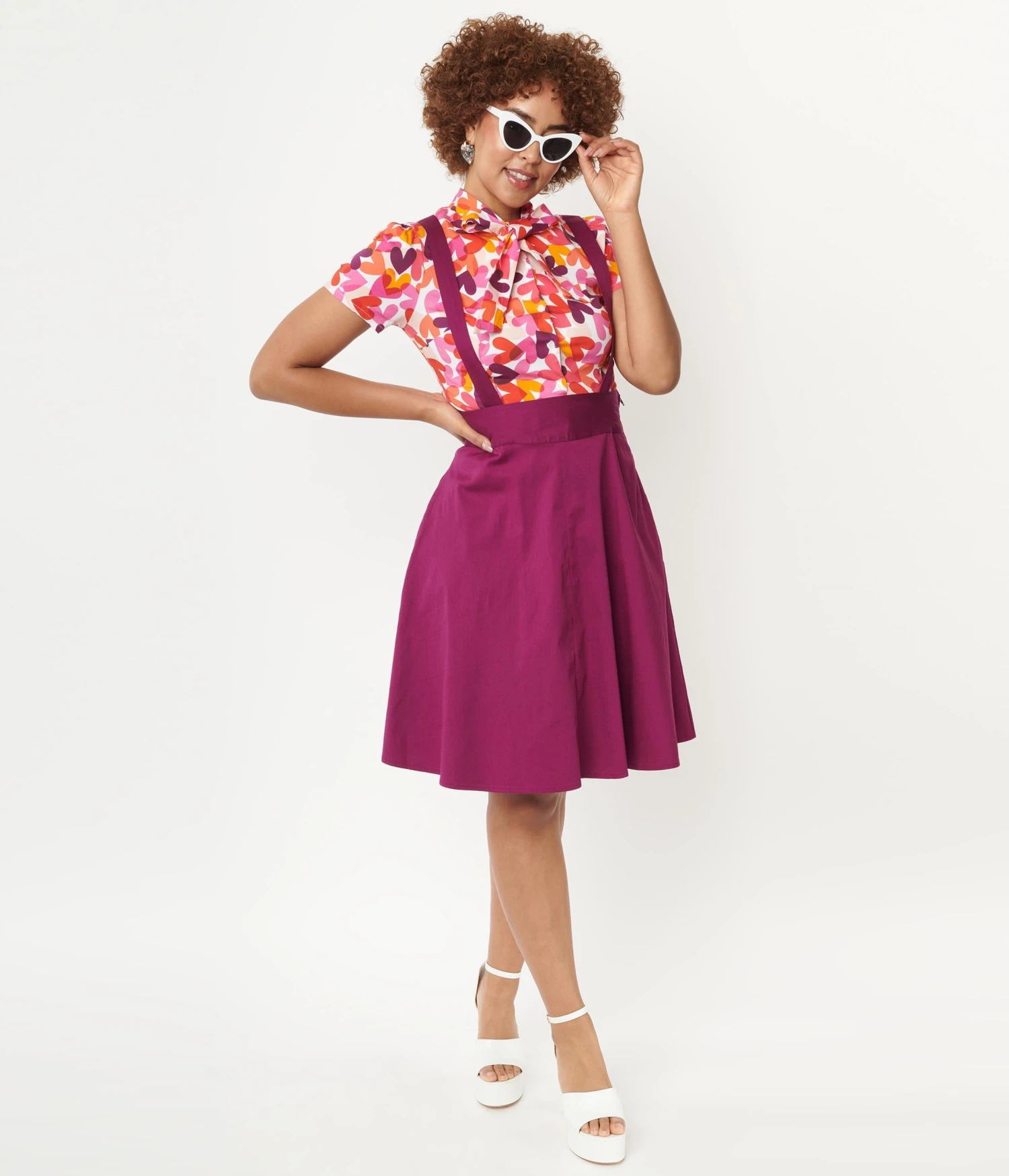 Purple Pinafore Flare Skirt