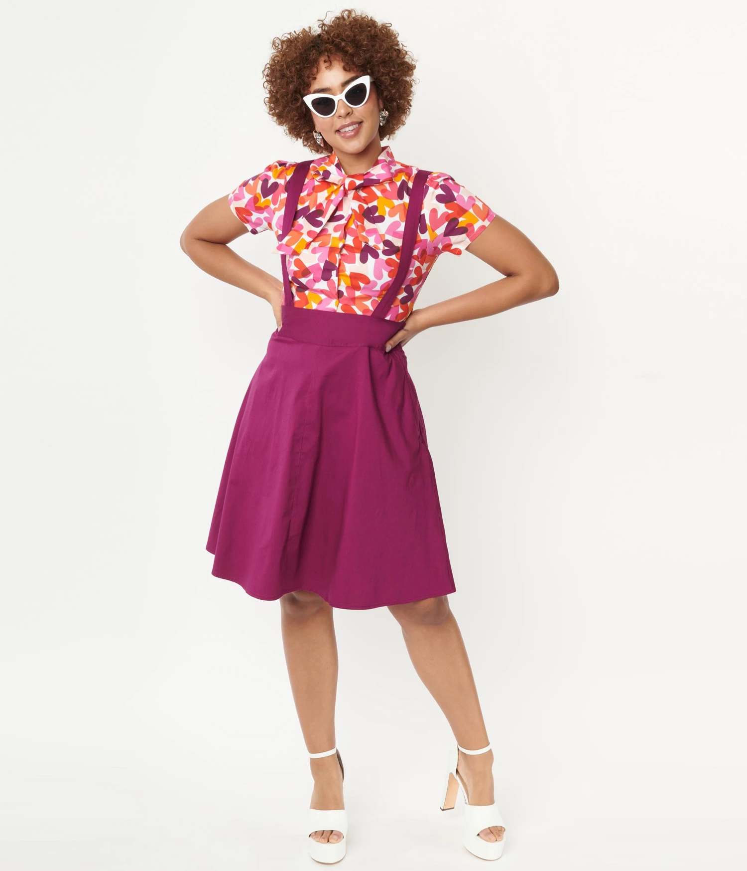 Purple Pinafore Flare Skirt - Image 3