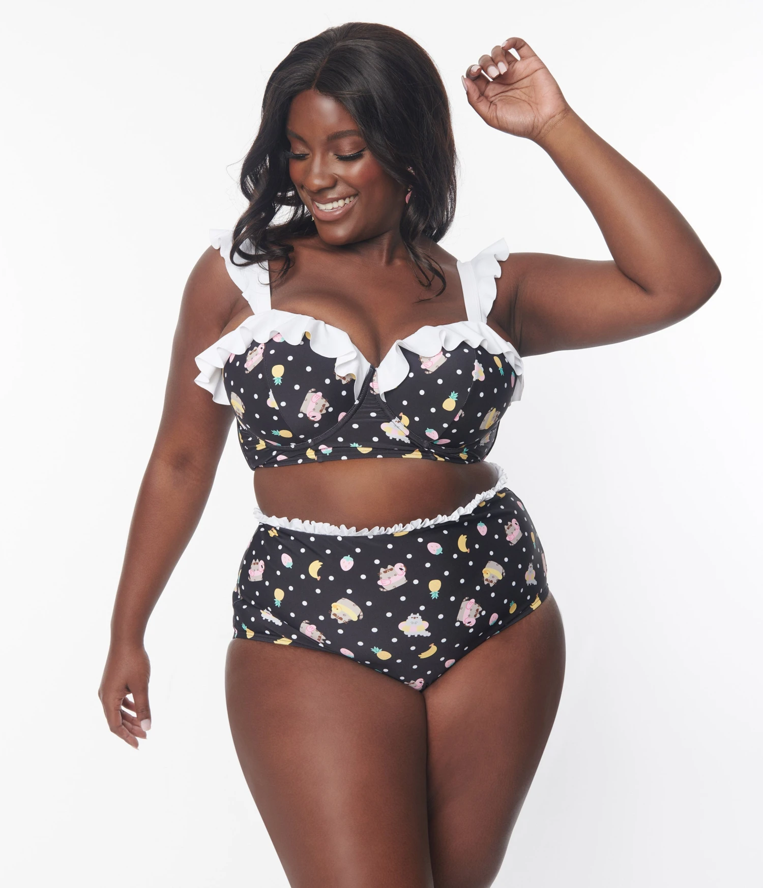 Pusheen X Unique Vintage Plus Size Pool Time Southampton Swim Top - Image 3