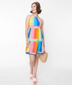 Rainbow Striped Shift Dress