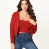 Red Crop Top & Cardigan Set