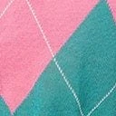 Retro Style Teal & Pink Argyle Sweater Crop Knit - Image 6