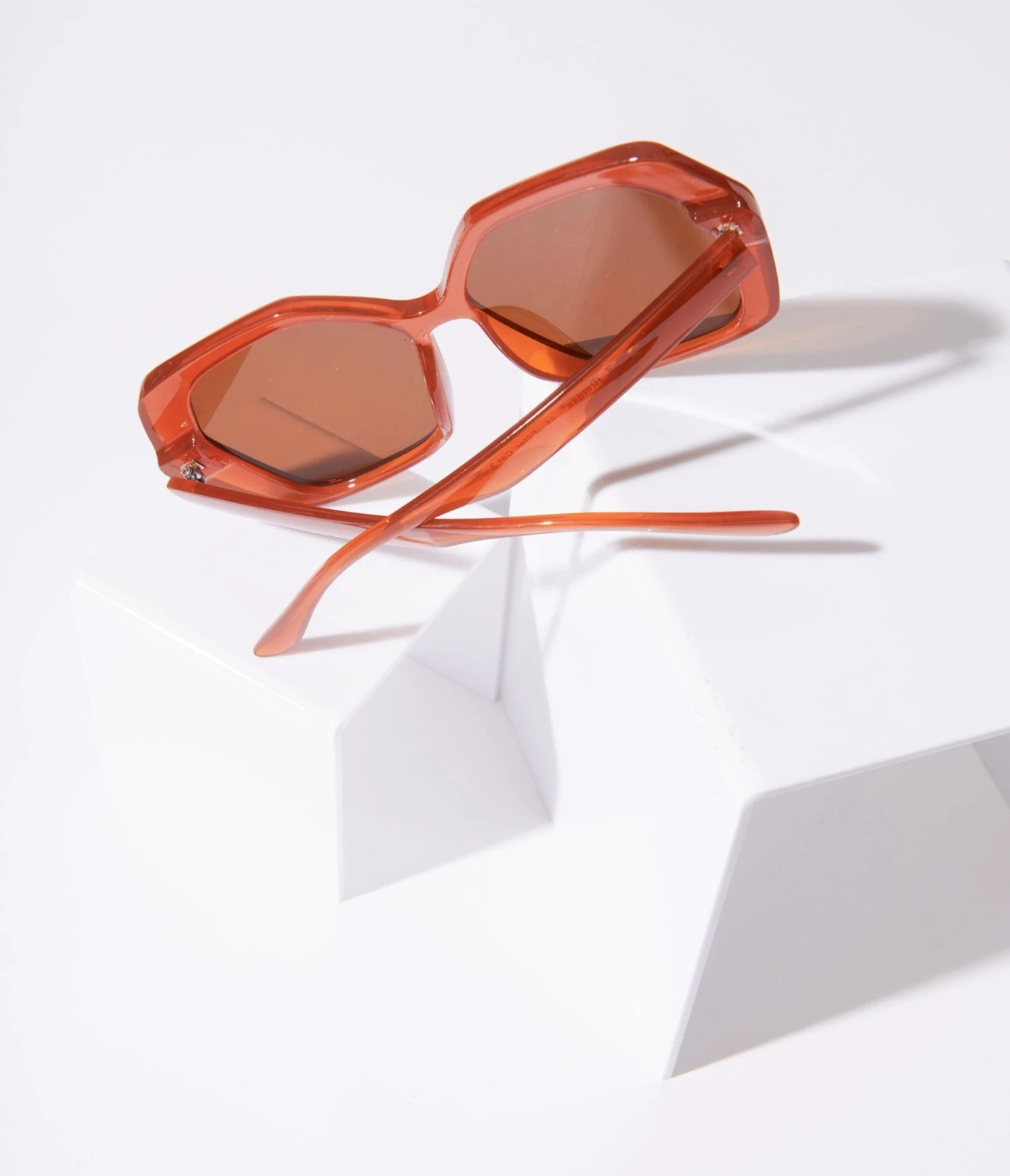 Rust & Brown Tint Geometric Sunglasses - Image 3