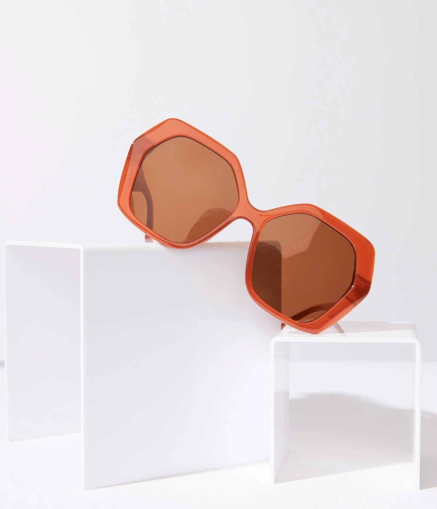 Rust & Brown Tint Geometric Sunglasses
