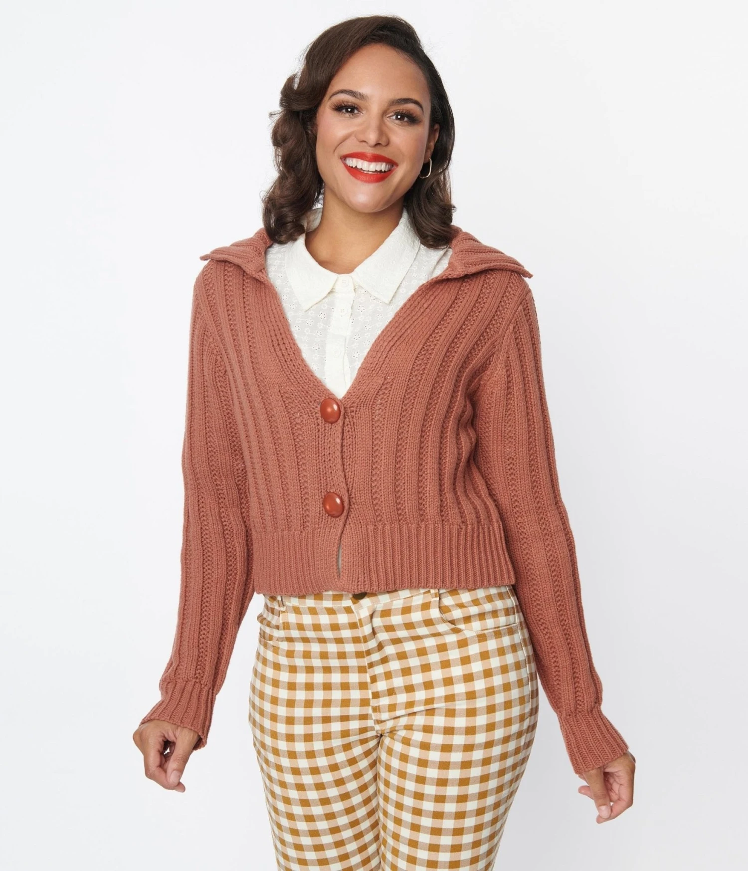 Rust Red Long Sleeve Cardigan - Image 5