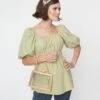 Sage Green Textured Babydoll Blouse