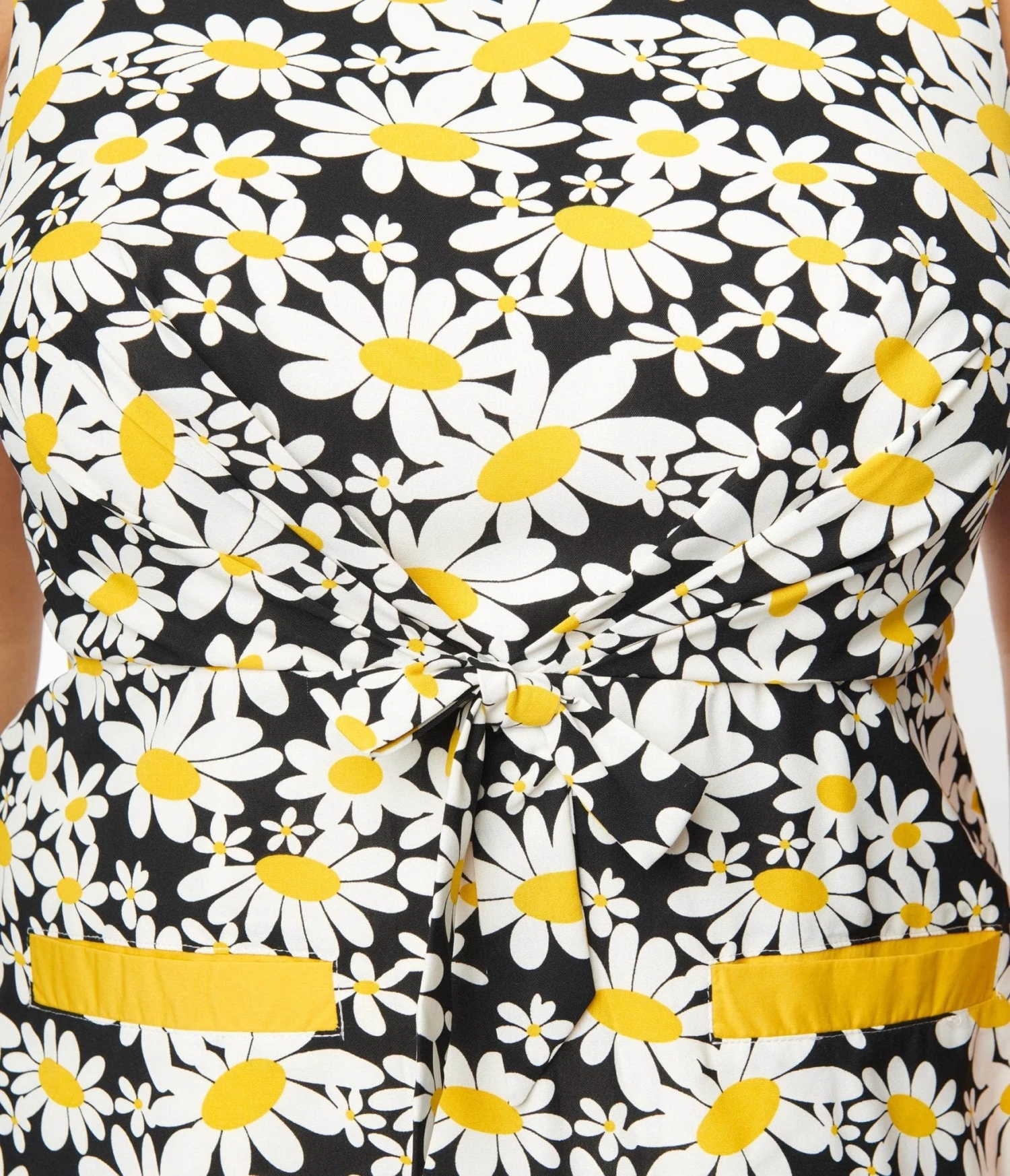 Smak Parlour Black & White Daisies Tie Front Shift Dress - Image 2