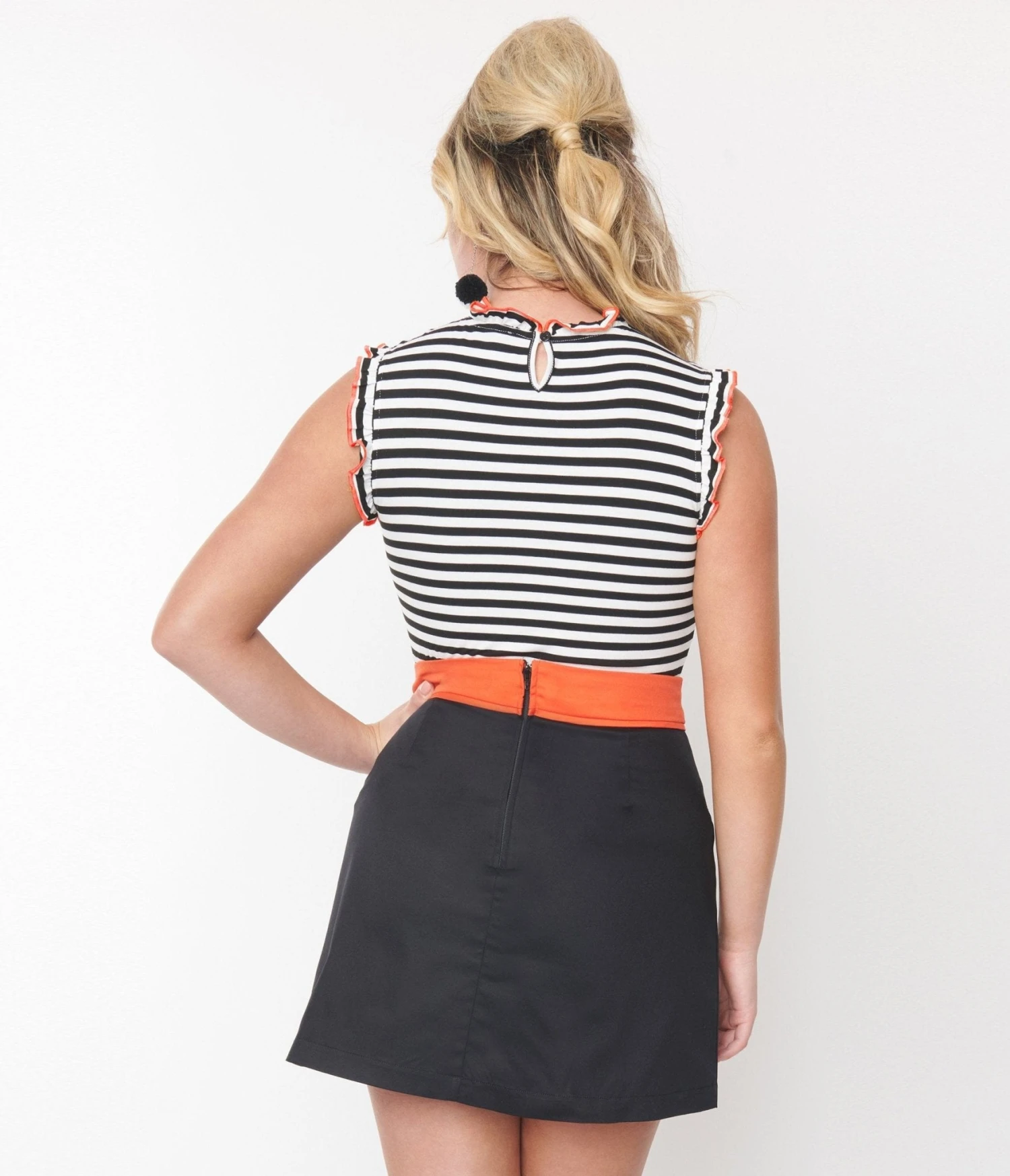 Smak Parlour Black & White Stripe Ruffle Tank Top - Image 2
