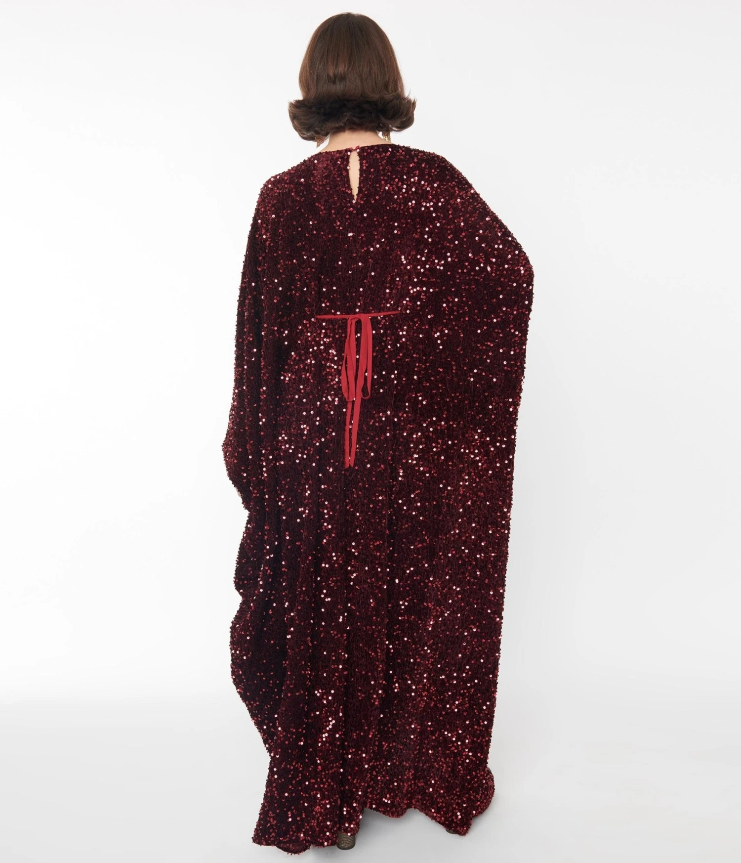 Smak Parlour Burgundy Sequin Batwing Caftan - Image 3