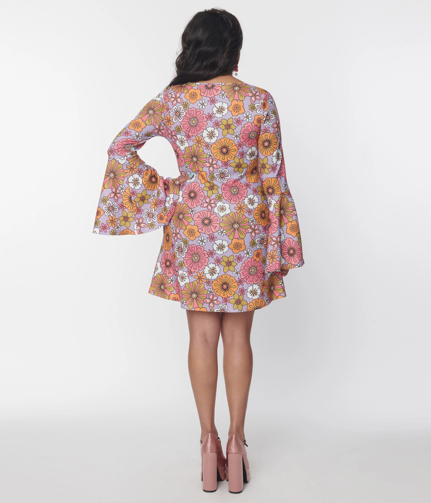 Smak Parlour Lavender Retro Blooms Mini Dress - Image 3