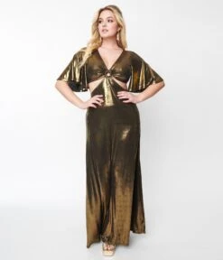 Smak Parlour Metallic Gold Knit Maxi Dress