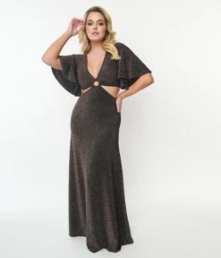 Smak Parlour Metallic Rainbow Cutout Maxi Dress