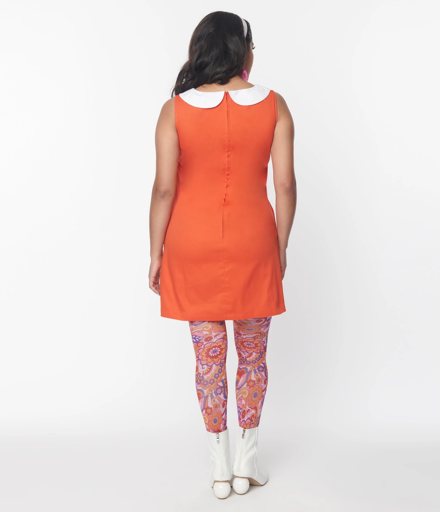 Smak Parlour Orange & Purple Tie Neck Shift Dress - Image 2