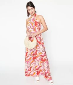 Smak Parlour Pink & Red Floral Budding Romance Maxi Dress