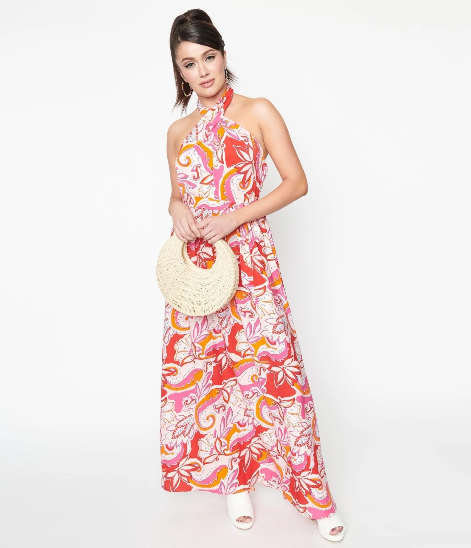 Smak Parlour Pink & Red Floral Budding Romance Maxi Dress