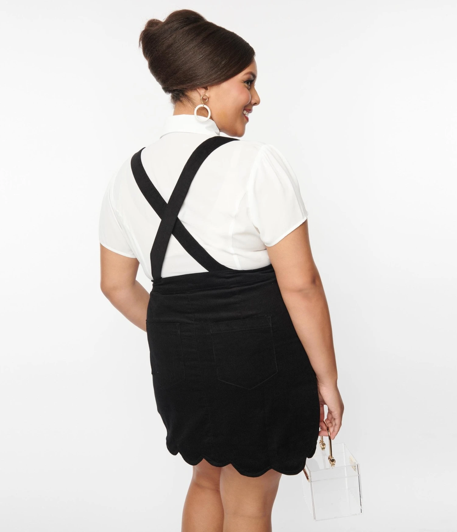 Smak Parlour Plus Size Black Corduroy Suspender Mini Skirt - Image 2