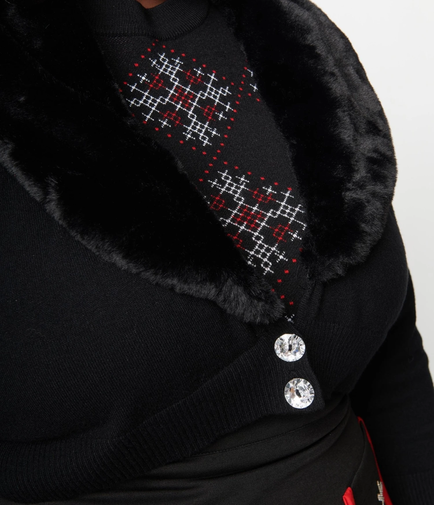 Smak Parlour Plus Size Black Faux Fur Collar Cardigan - Image 2