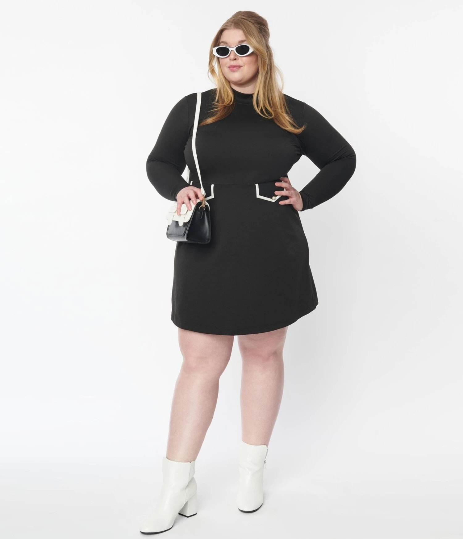 Smak Parlour Plus Size Black Mock Turtleneck Fit & Flare Dress - Image 5
