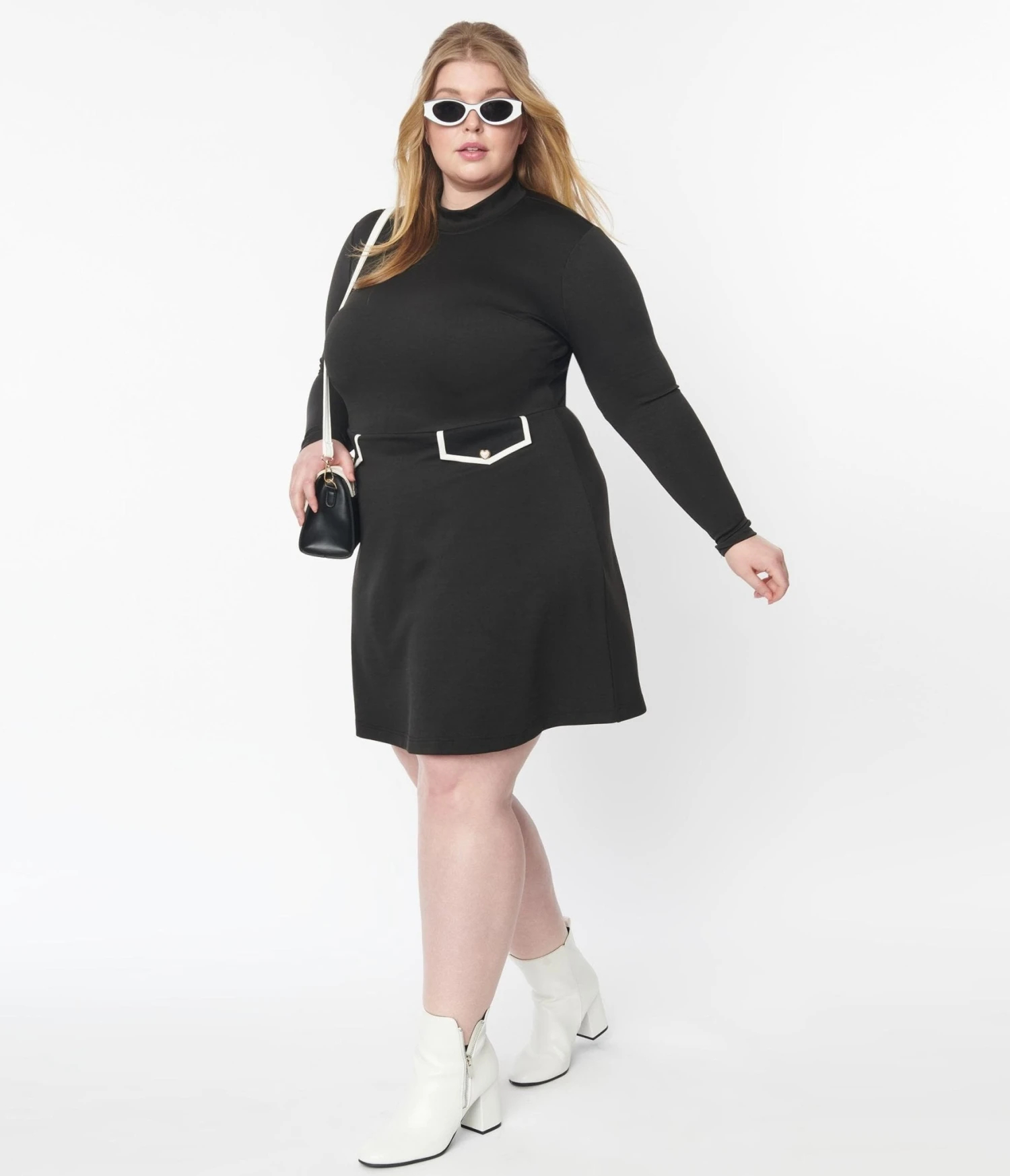 Smak Parlour Plus Size Black Mock Turtleneck Fit & Flare Dress - Image 4