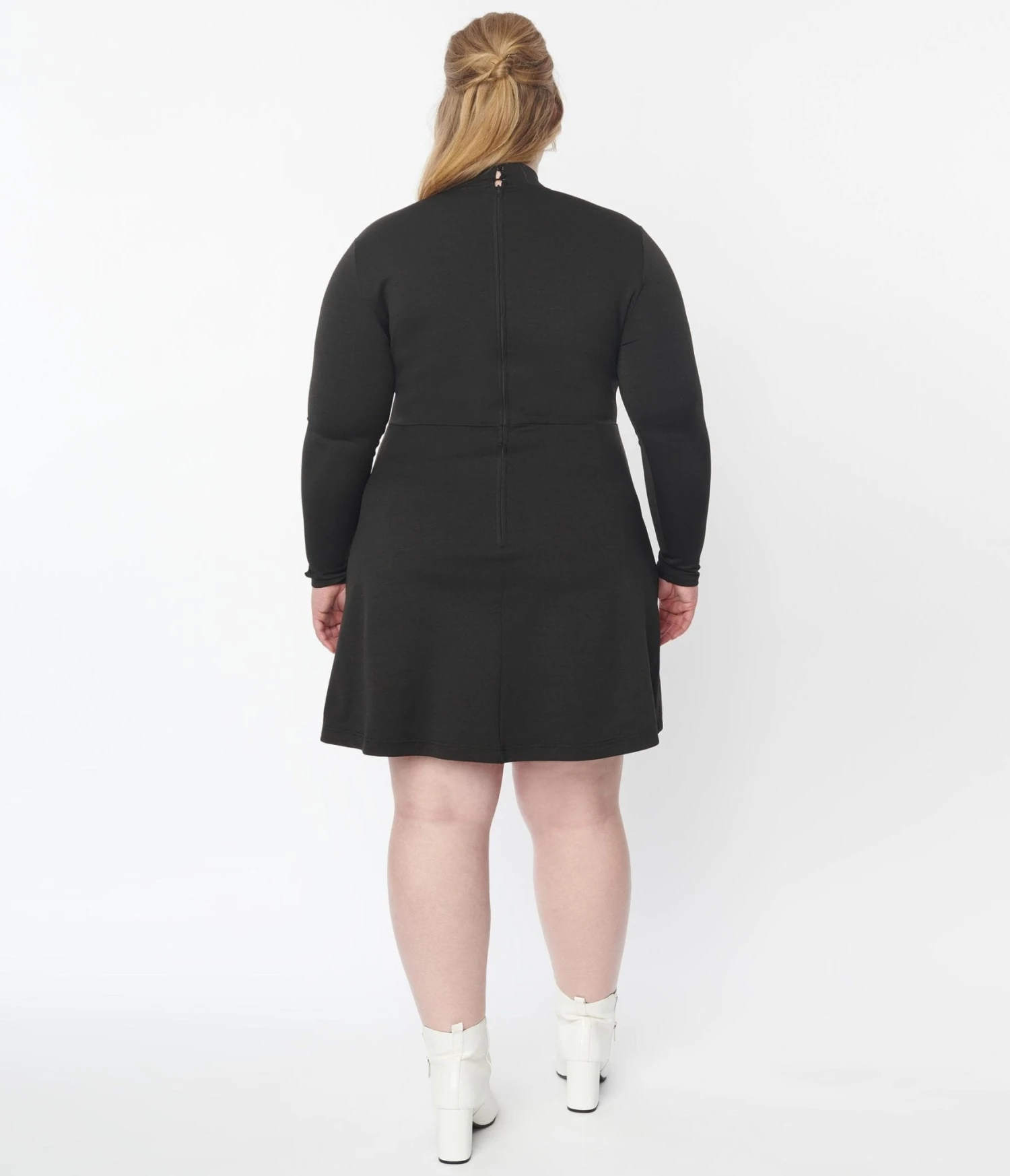 Smak Parlour Plus Size Black Mock Turtleneck Fit & Flare Dress - Image 2