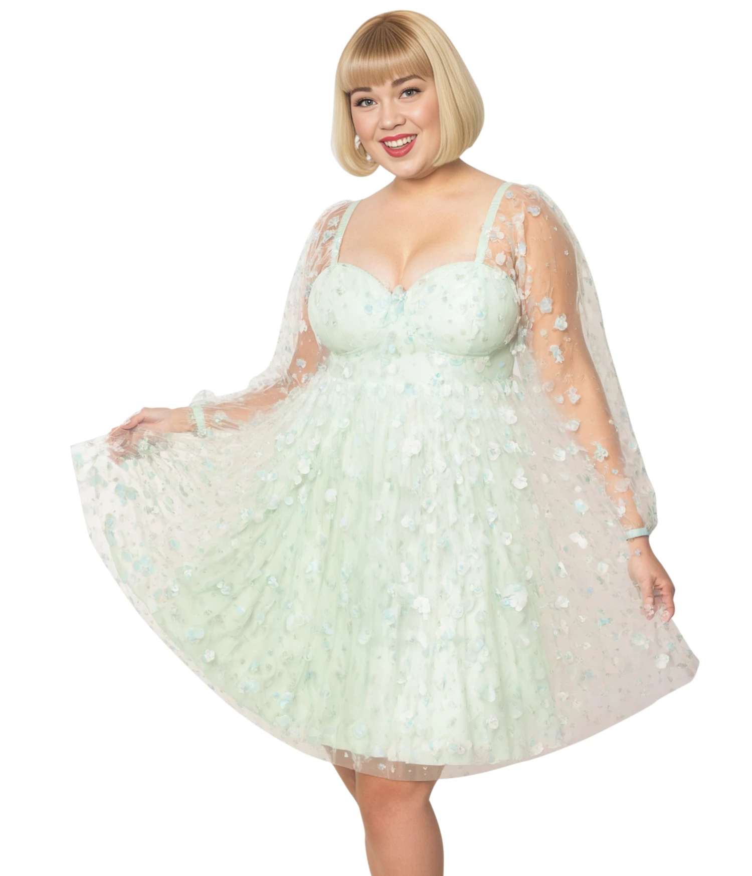 Smak Parlour Plus Size Mint Tulle & Babydoll Dress - Image 3